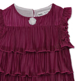 Girls Purple Pleated Frill Layered Dress