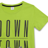 Kid Boys Round Neck Green Graphic Printed T-Shirt