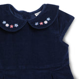 Baby Girls Peter Pan Collar Neck Cap Sleeve Corduroy Dress