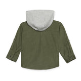Baby Boys Collar Hooded Rollup Sleeve Shirt