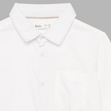 Kid Boys Collar Neck Roll Up Sleeve White Shirt