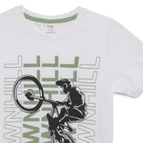 Kid Boys Round Neck White Graphic Printed T-Shirt