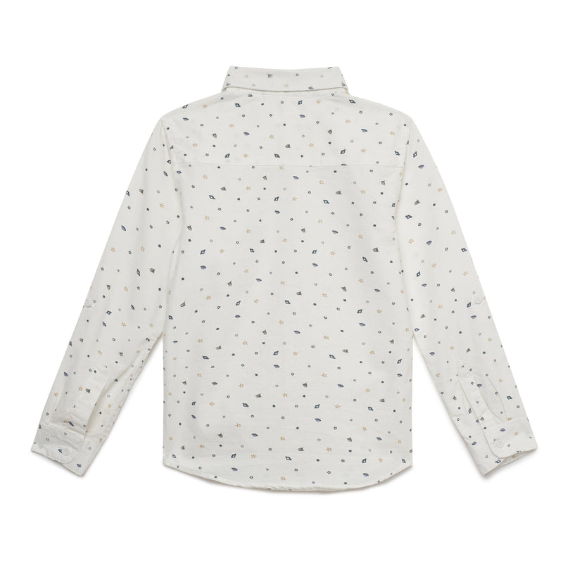 Kid Boys Collar Neck Roll Up Sleeve Shirt