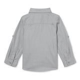 Baby Boys Collar Neck Roll Up Sleeve Shirt