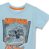 Baby Boys Round Neck Half Sleeve Blue Graphic Printed T-Shirt