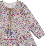 Kid Girls Decorative Tie Up Neck Printed Dress
