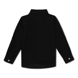 Baby Boys Collar Neck Roll Up Sleeve Black Solid Shirt