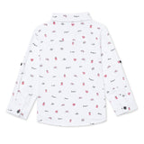 Baby Boys Collar Neck Roll Up Sleeve Printed Shirt
