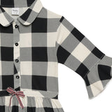 Kid Girls Fluted Sleeve Checks Printed Dress