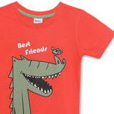 Baby Boys Round Neck Half Sleeve Coral Graphic Printed T-Shirt