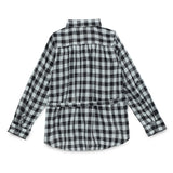 Kid Girls Collar Neck Roll UP Sleeve Gingham Checks Top