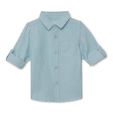 Baby Boys Collar Neck Roll Up Sleeve Shirt