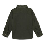 Baby Boys Collar Neck Roll Up Sleeve Olive Solid Shirt