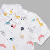 Kid Boys Collar Neck Half Sleeve Printed Shirt