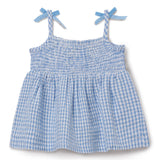 Baby Girls Gingham Checks Spaghetti Top With Bloomer Shorts 2pcs Set