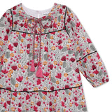 Kid Girls Decorative Tie Up Neck Printed Dress