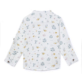 Baby Boys Grandad Collar Neck Roll Up Sleeve Printed Shirt