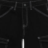 Kid Girls Black Denim Cargo Pant