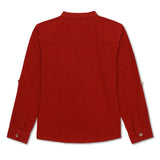 Kid Boys Grandad Collar Roll Up Sleeve Shirt