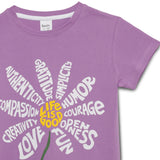 Kid Girls Round Neck Half Sleeve Lavender Graphic Printed T-Shirt