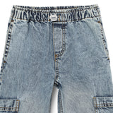 Kid Girls Toggled Blue Jogger Denim Pant