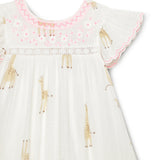 Girls Round Neck Frill Sleeve Dress