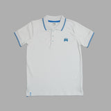 Kid Boys Collar Neck Half Sleeve White Polo T-Shirt