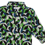 Kids Boys Collar Neck Roll Up Sleeve Printed Viscose Shirt