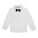 Baby Boys Collar Neck Roll Up Sleeve Shirt with Bow Tie, Waist Coat And Pant Set(4pcs pack)