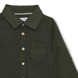 Baby Boys Collar Neck Roll Up Sleeve Olive Solid Shirt