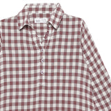 Kid Girls Collar Neck Roll Up Sleeve Gingham Checks Top