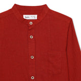 Kid Boys Grandad Collar Roll Up Sleeve Shirt