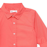 Kid Boys Coral Collar Neck Roll Up Sleeve Shirt