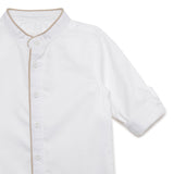 Baby Boys Grandad Neck Roll Up Sleeve White Shirt