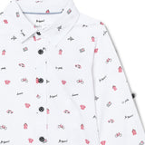 Baby Boys Collar Neck Roll Up Sleeve Printed Shirt