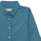Kid Boys Collar Neck Roll Up Sleeve Shirt