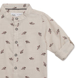 Baby Boys Grandad Neck Roll Up Sleeve Printed Shirt