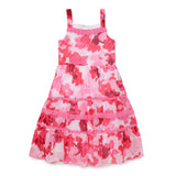 Kid Girls Pinafore Georgette Dress With Inner Puff Sleeve T-Shirt-2 pcs set
