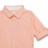 Baby Boys Collar Neck Roll Up Sleeve Polka Dot Printed Shirt
