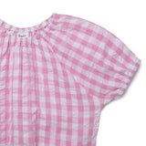 Girls Gingham Checks Raglan Half Sleeve Top With Full Pant -2pcs Set
