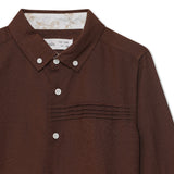 Kid Boys Collar Neck Roll Up Sleeve Shirt