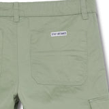Kid Boys Solid Twill Olive Cargo Bermuda