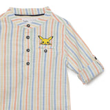 Baby Boys Grandad Neck Roll Up Sleeve ''Pikachu Print'' Shirt