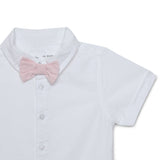 Baby Boys Shirt With Bow Tie and Suspender Shorts -3pcs set