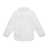 Baby Boys Collar Neck Roll Up Sleeve Shirt with Bow Tie, Waist Coat And Pant Set(4pcs pack)