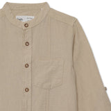 Kid Boys Grandad Neck Neck Roll Up Sleeve Shirt