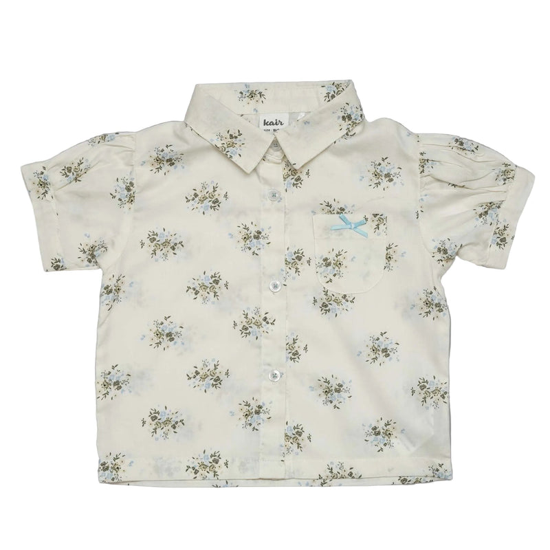 Baby Girls Collar Neck Puff Sleeve Shirt