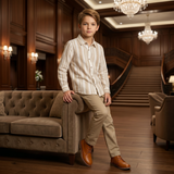 Kids Boys Collar Neck Striped Shirt