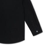 Baby Boys Collar Neck Roll Up Sleeve Black Solid Shirt