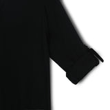 Kid Girls Roll Up Sleeve Black Viscose Top
